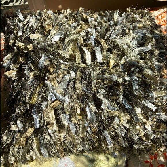 Art Deco Coastal or Cabin Fringe & Sparkle Large Accent Pillow.Cover